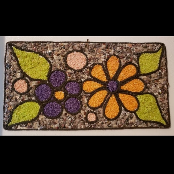 Vintage Mid-Century Gravel Art/Pebble ArtPsychedelic Flowers - Picture 4 of 9
